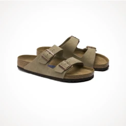 Birkenstock Arizona Soft Footbed (Suede Leather) — Men's -Outdoor Sports Shop Footwear Birkenstock Mens Arizona Soft Footbed Suede Leather Taupe Iso